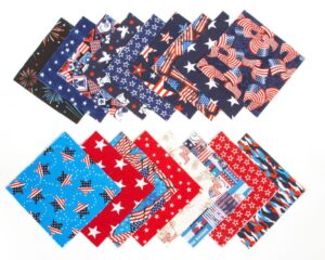 102 pc STARS and STRIPES Patriotic Pre-Cut Charm pack 5 x 5 Inch Quilt Fabric Squares