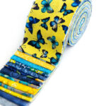 2.5 Inch Floral Butterflies Jelly Roll Fabric Quilting Strips - 1 Roll