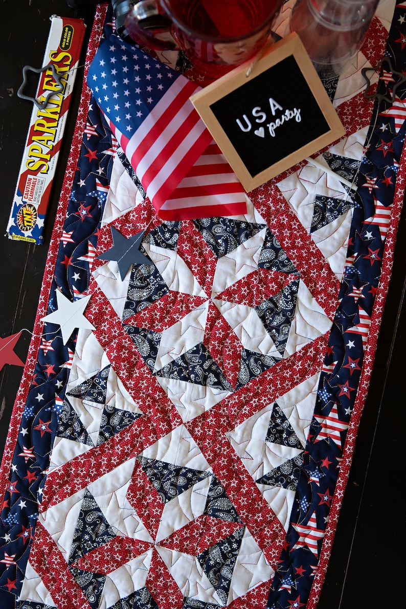 Sparklers Patriotic Table Runner Quilt Kit -  ALL PRE CUT