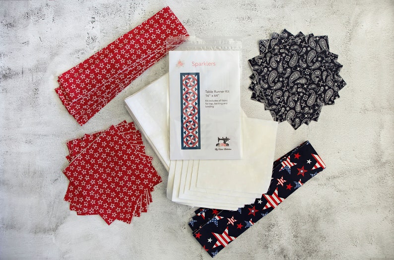 Sparklers Patriotic Table Runner Quilt Kit -  ALL PRE CUT
