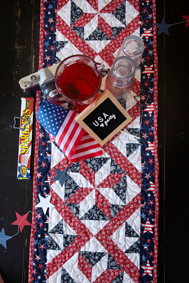 Sparklers Patriotic Table Runner Quilt Kit -  ALL PRE CUT
