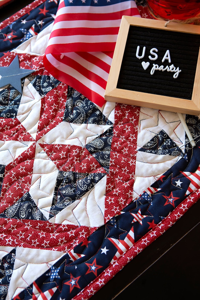 Sparklers Patriotic Table Runner Quilt Kit -  ALL PRE CUT