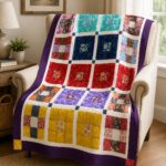 La Croce Fiorita throw quilt draped on a chair